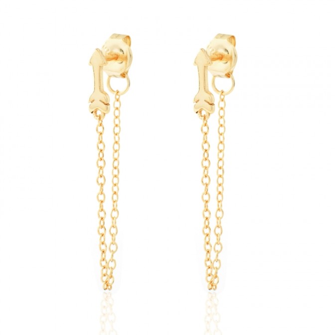Pendientes Flecha - Cadena 30 mm - Bañado Oro and Rhodium Silver