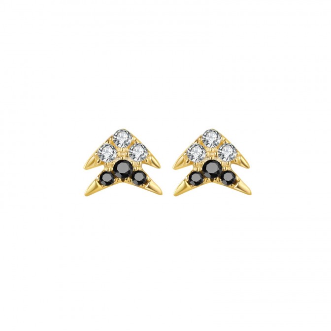 Pendientes Flecha - Circonita - 5*6 mm - Plata Bañado Oro y Plata Rodiada