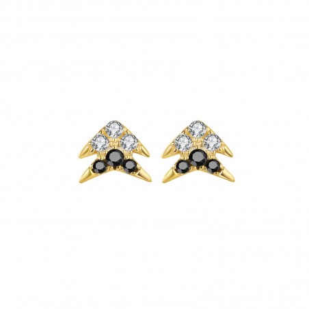 Pendientes Flecha - Circonita - 5*6 mm - Plata Bañado Oro y Plata Rodiada