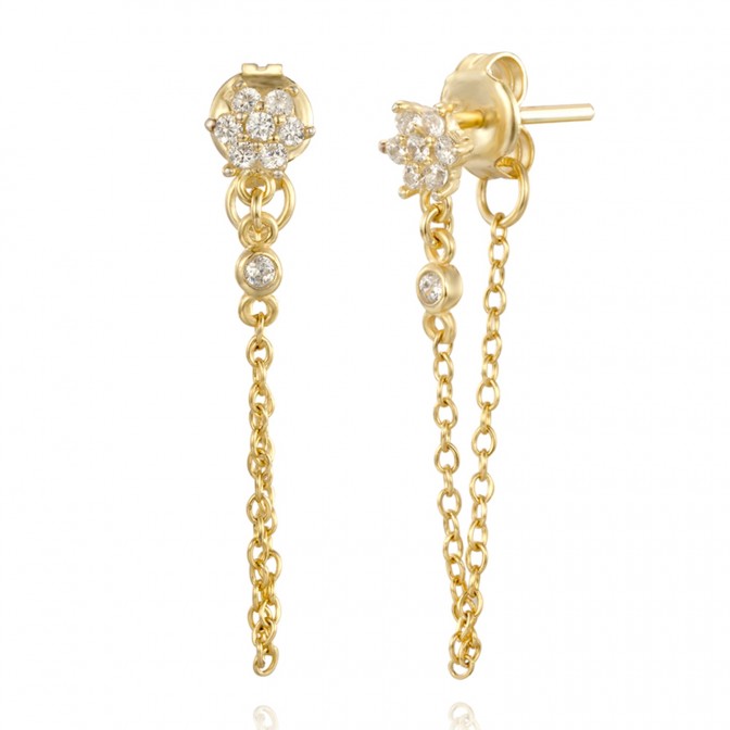 Pendientes Flor - Circonita Blanca