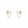 Pendientes Flor - Flor  - Earcuff 12,5mm - Bañado Oro y Plata Rodiada