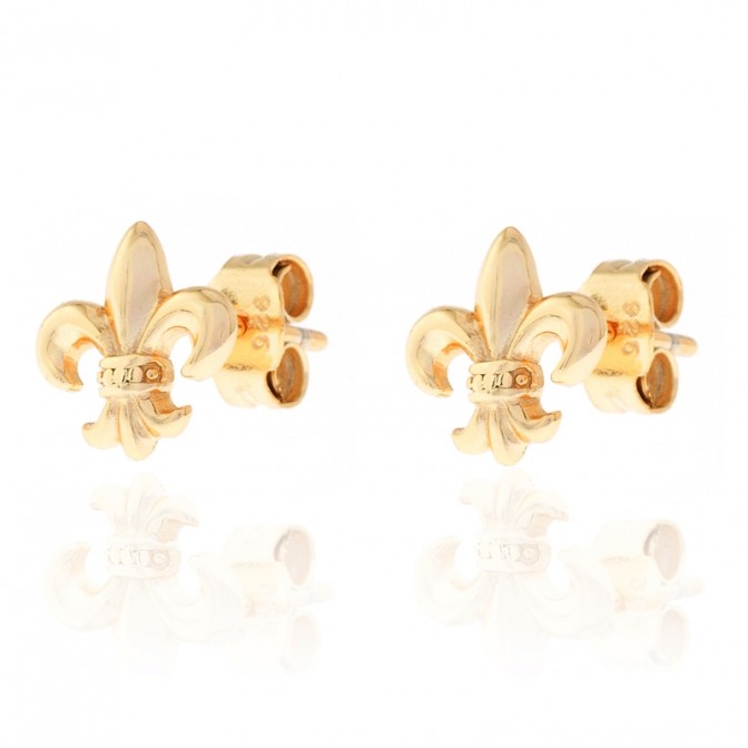 Pendientes Flor de Lis - 8 mm - Bañado Oro and Plata Rodiada