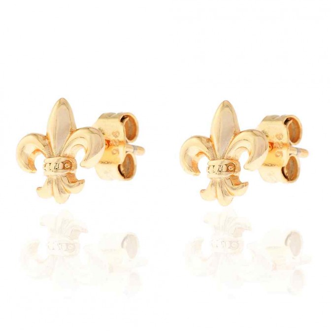 Pendientes Flor de Lis - 8 mm - Bañado Oro and Plata Rodiada 2