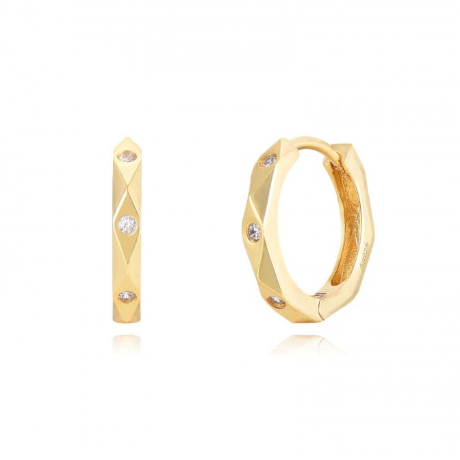 Pendientes Hexágono Circonita - 15 mm - Bañado Oro y Plata Rodiada