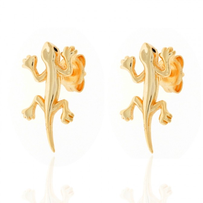 Pendientes Lagarto - 18 mm - Bañado Oro y Plata Rodiada