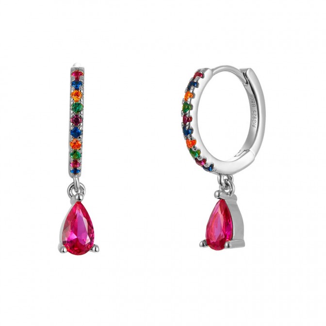 Pendientes Lagrima - 11+6 mm - Circonita - Bañado Oro y Plata Rodiada 2