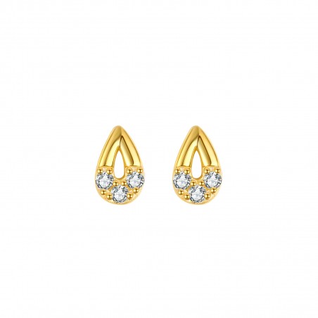 Pendientes Lagrima - Circonita - 6,5*4mm - Plata Bañado Oro y Plata Rodiada