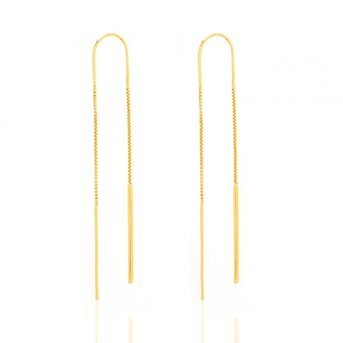 Pendientes Largo - Cadena 75 mm - Bañado Oro y Plata Rodiada