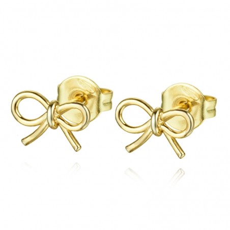 Pendientes Lazo - 8*5 mm - Bañado Oro y Plata Rodiada