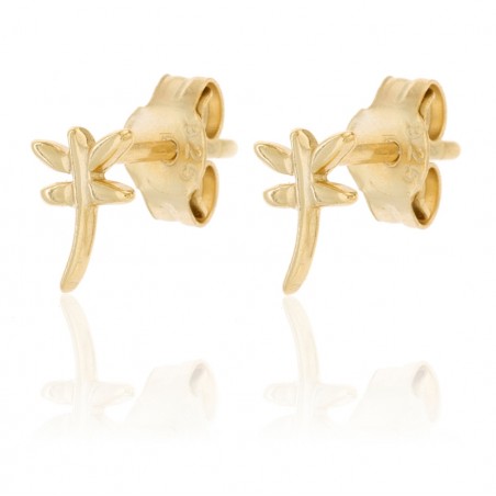 Pendientes Libelula - 6mm - Bañado Oro y Plata Rodiada