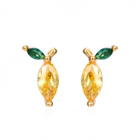 Pendientes Limón - 9 mm - Circonita - Bañado Oro