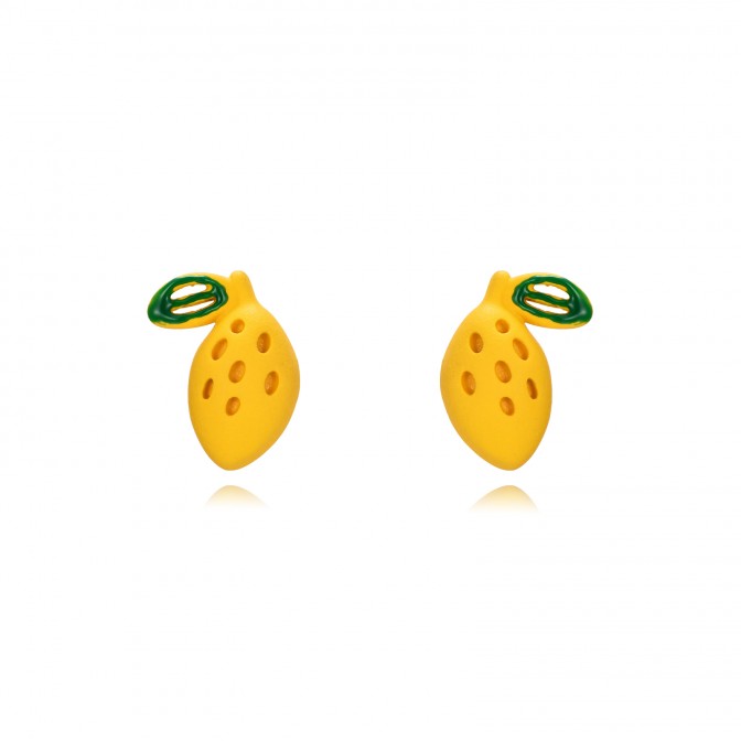 Pendientes Limón - Enamel - 9 * 6 mm - Bañada Oro 2