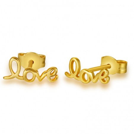 Pendientes Love - 10 mm - Bañado Oro y Plata Rodiada