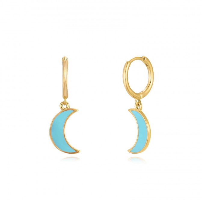 Pendientes Luna - 11+12 mm - Enamel - Bañado Oro