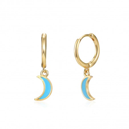 Pendientes Luna - 11+8 mm - Enamel - Bañado Oro