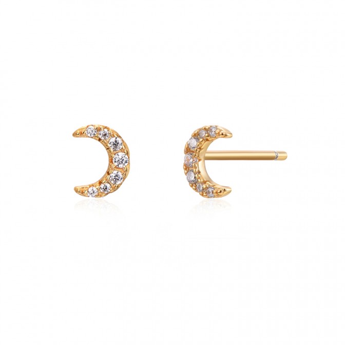 Pendientes Luna - 6*5 mm  - Circonita - Bañado Oro y Plata Rodiada 2