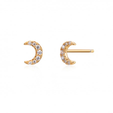 Pendientes Luna - 6*5 mm  - Circonita - Bañado Oro y Plata Rodiada