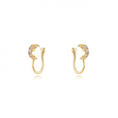 Pendientes Luna - Luna - Earcuff 12,5mm - Bañado Oro y Plata Rodiada