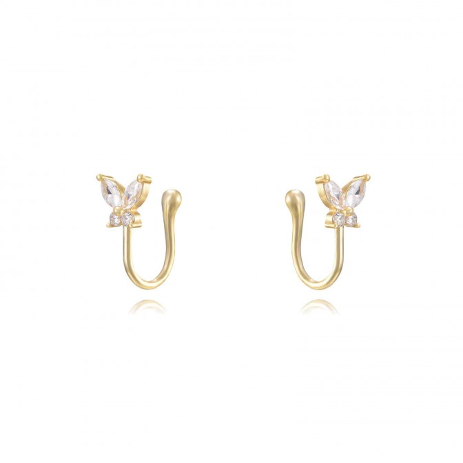 Pendientes Mariposa - Mariposa - Earcuff 12,5mm - Bañado Oro y Plata Rodiada