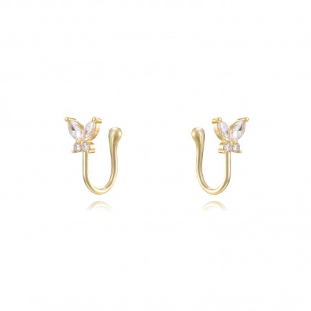 Pendientes Mariposa - Mariposa - Earcuff 12,5mm - Bañado Oro y Plata Rodiada