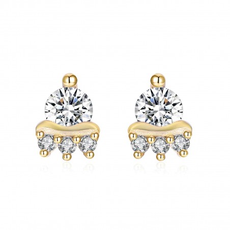 Pendientes Nave espacial - 5 mm - Circonita - Bañado Oro