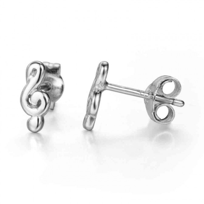 Pendientes Nota Musica - 9 mm - Bañado Oro and Plata Rodiada