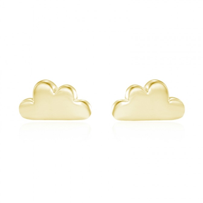 Pendientes Nube - 4 mm - Bañado Oro y Plata Rodiada