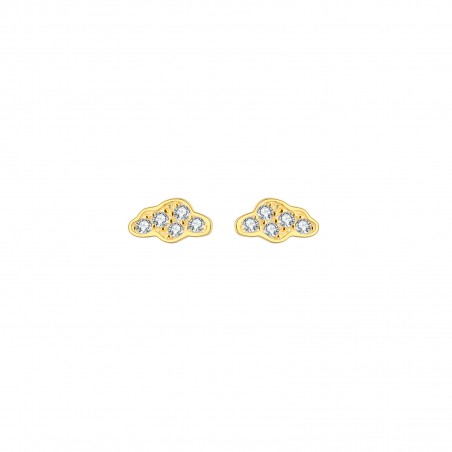 Pendientes Nube - Circonita - 5,5mm - Plata Bañado Oro y Plata Rodiada