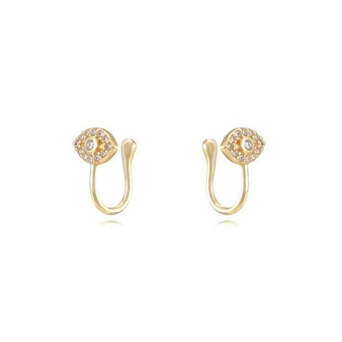 Pendientes Ojo - Ojo - Earcuff 12mm - Bañado Oro y Plata Rodiada