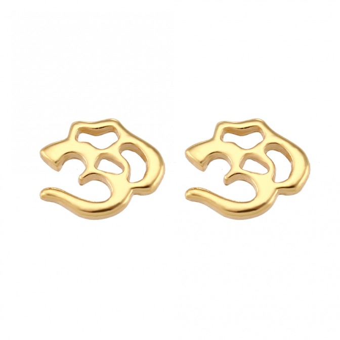 Pendientes Om - 8 mm - Bañado Oro y Plata Rodiada