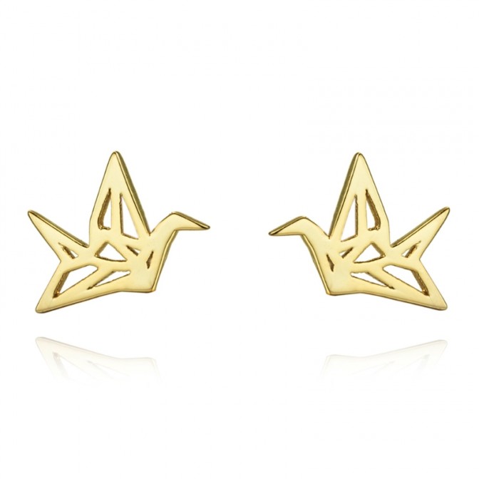 Pendientes Origami Pajaro - 9 mm