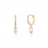 Pendientes Oval Circonita - 11 + 7 mm -  Bañada Oro Y Plata Rodiada