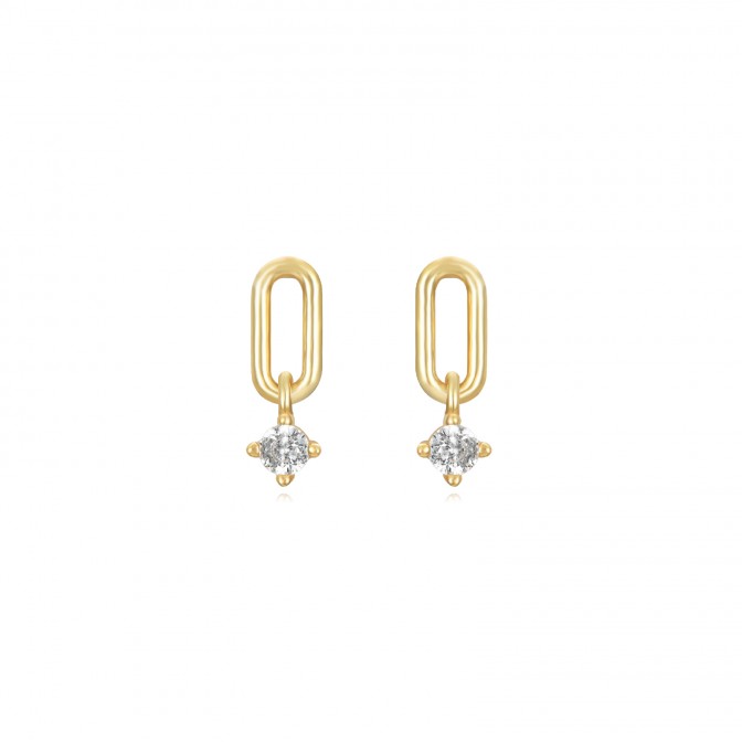 Pendientes Ovalo - 10*3,5mm Circonita - Bañado Oro y Plata Rodiada