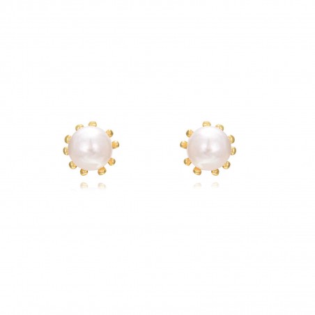 Pendientes Perla - 4 mm - Bañado Oro y Plata Rodiada