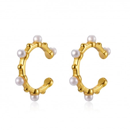 Pendientes Perlas - Earcuff 15mm - Bañado Oro y Plata Rodiada