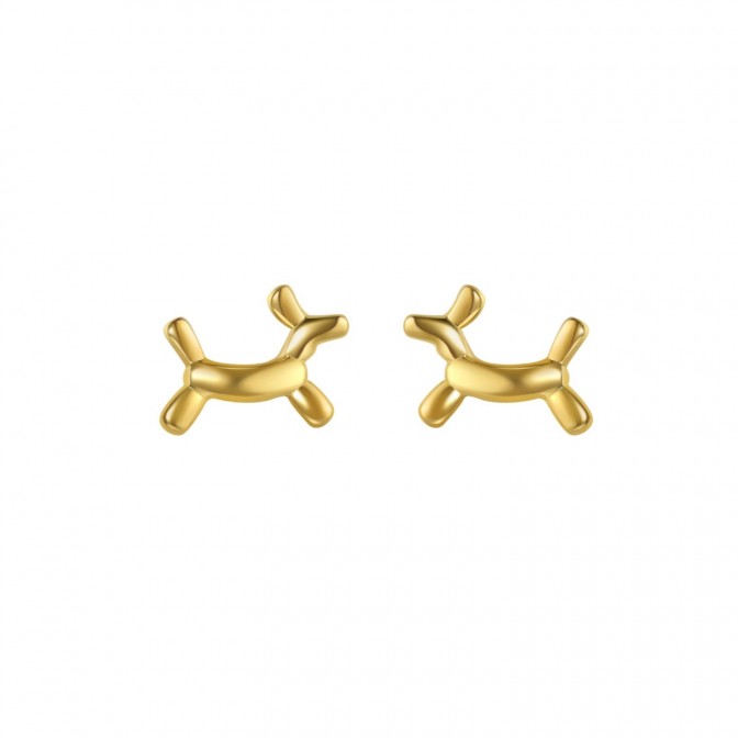 Pendientes Perro Globo - 9*7 mm - Bañado Oro y Plata Rodiada