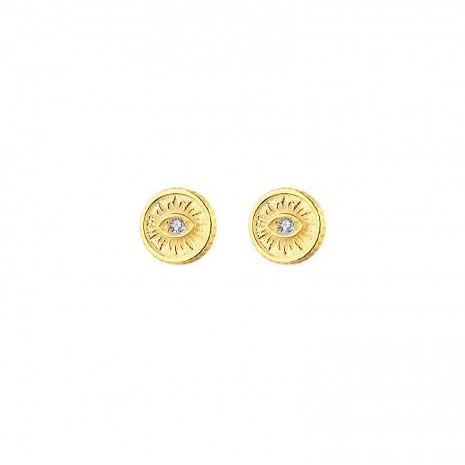 Pendientes Plata - Ojo 6mm - Bañado Oro y Plata Rodiada