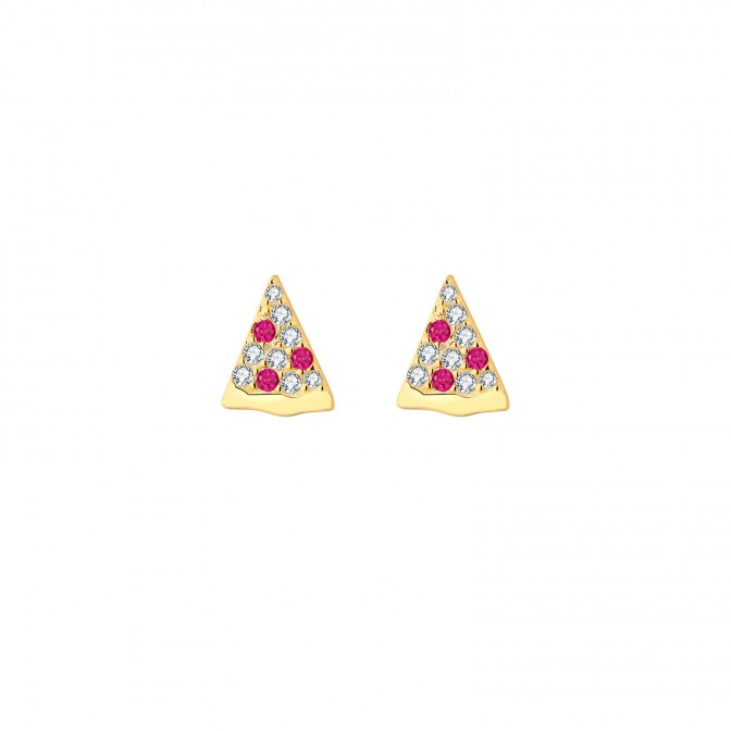 Pendientes Plata - Pizza 8mm - Bañado Oro