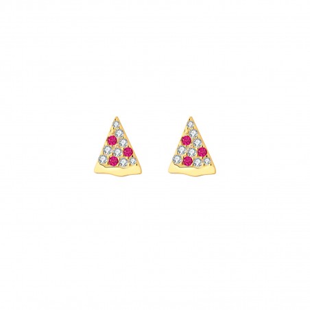 Pendientes Plata - Pizza 8mm - Bañado Oro