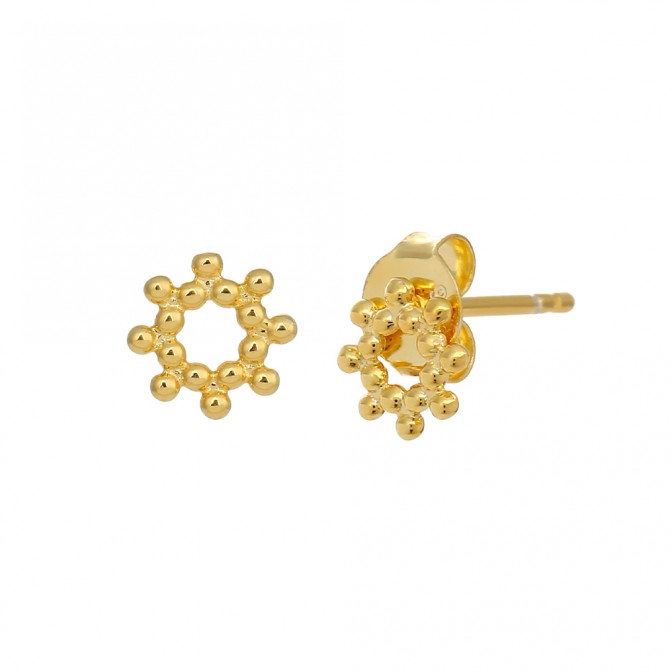 Pendientes Plata Lisa - Sol 6,5 mm - Plata Bañado Oro Y Plata Rodiada