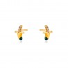 Pendientes Plátano - Circonita - Enamel Amarillo -  8mm - Bañado Oro y Plata Rodiada