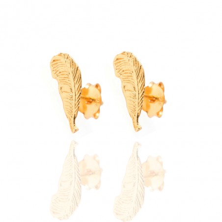 Pendientes Pluma - 11 mm - Bañado Oro y Plata Rodiada