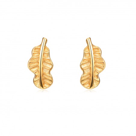 Pendientes Pluma - 7 * 3 mm - Plata Bañado Oro y Plata Rodiada