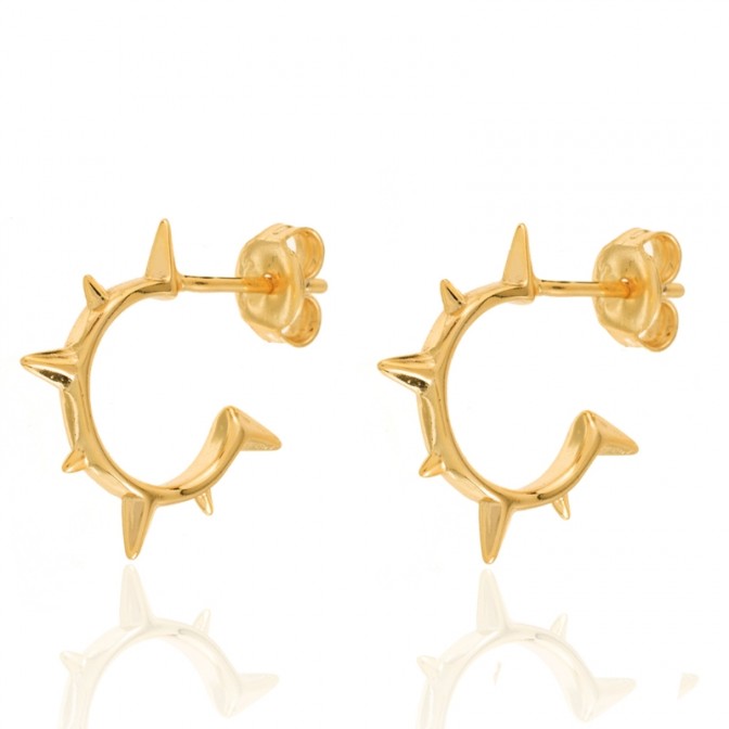 Pendientes Puntos - 13 mm - Bañado Oro y Plata Rodiada