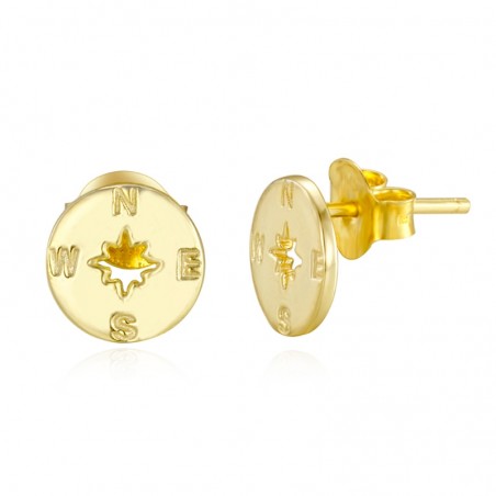 Pendientes Rosa del Viento - 9 mm - Bañado Oro y Plata Rodiada