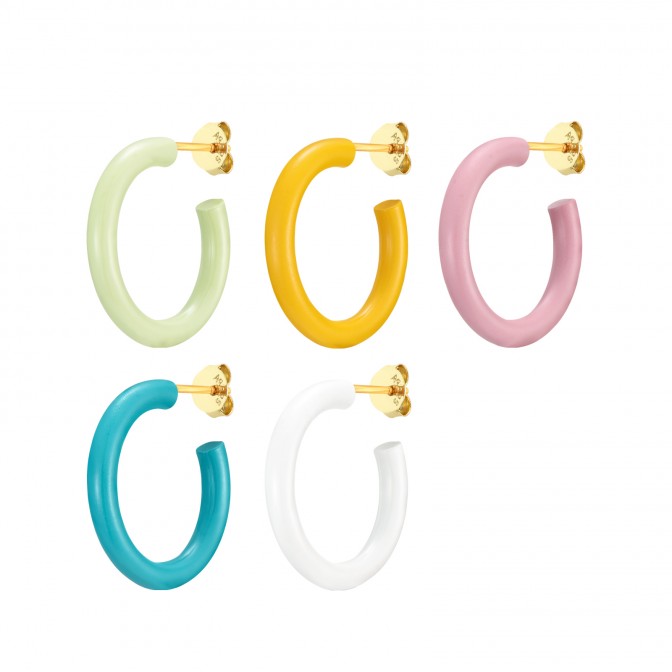 Pendientes Semi Aro - Enamel 22mm - Bañado Oro