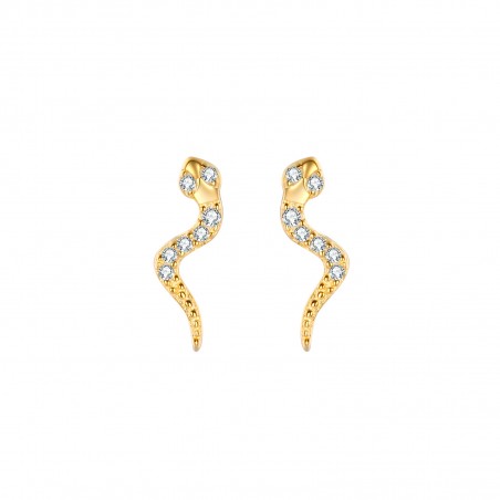 Pendientes Serpiente - Circonita - 10mm - Plata Bañado Oro y Plata Rodiada