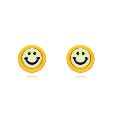 Pendientes Smiley - Enamel - 7 mm - Bañada Oro