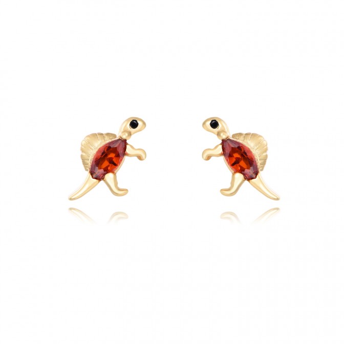 Pendientes Spinosaurus - Circonita - 10 * 6 mm - Bañado Oro y Plata Rodiada