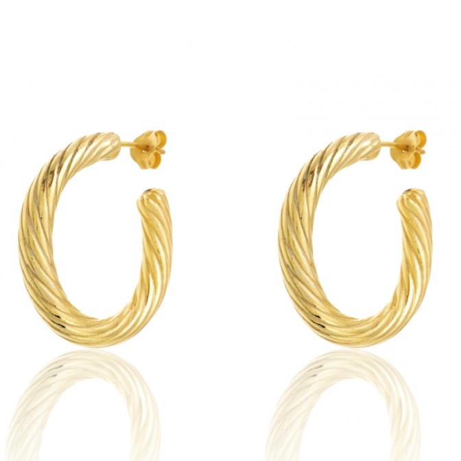 Pendientes Trenzado - Semi Aro 30 mm - Bañado Oro y Plata